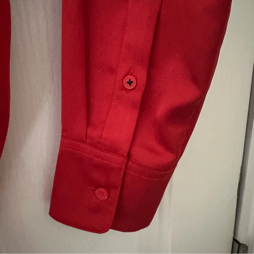 J Crew Slim Drapey Shirt in Luster Crepe Red 12